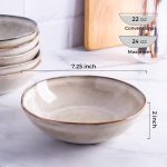 Ceramic Cereal Bowls Set of 6, 24 oz Handmade Stoneware Bowls Set for Cereal Soup Salad, Stylish Kitchen bowls for Meal, Dishwasher & Microwave Safe, Reactive Glaze-Cappuccino