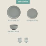 Matte Finish Gray Ceramic Dinnerware Set (12 pieces/4 servings), Simple Modern Design, Microwave and Dishwasher Safe