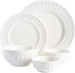 Embossed white ceramic dinnerware set (40 pieces/8 servings)