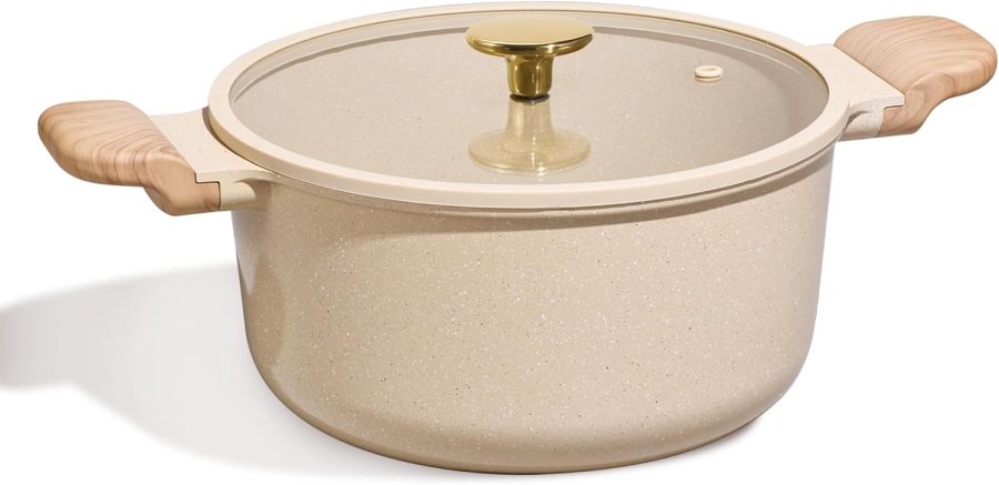 5 Qt Nonstick Stock Pot with Lid Soup Pot, Ceramic 5 Quart Casserole with Lid, Easy to Clean Non Stick Cooking Pot Cookware  Free, Ceramic Oatmeal