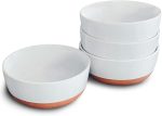Ceramic Flat Bowls Set of 4-25 oz- For Soup, Salad, Rice, Cereal, Breakfast, Dinner, Serving, Oatmeal, etc - Microwave, Dishwasher and Oven Safe Porcelain Bowl for Eating and Kitchen - Vanilla