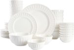 Embossed white ceramic dinnerware set (40 pieces/8 servings)