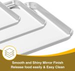 Baking Sheet with Rack Set (3 Pans + 3 Racks), Stainless Steel Baking Pan Cookie Sheet with Cooling Rack, Non Toxic & Heavy Duty & Easy Clean