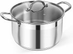 Stainless Steel Stock Pot - 8 Quart Heavy Duty Induction Cooking Pot with Visible Lid for Pasta, Soup, Spaghetti, Nonstick Thick Bottom Big Stockpot, Deep Cookware for Canning, Boiling, Simmer