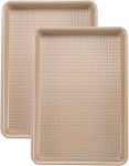 Sheet Pans Cookie Sheet Set,Nonstick Baking Sheets for Oven,9x13 Quarter Sheet Pan,2 Pack,Gold