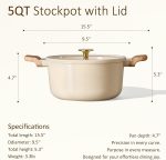 5 Qt Nonstick Stock Pot with Lid Soup Pot, Ceramic 5 Quart Casserole with Lid, Easy to Clean Non Stick Cooking Pot Cookware  Free, Ceramic Oatmeal