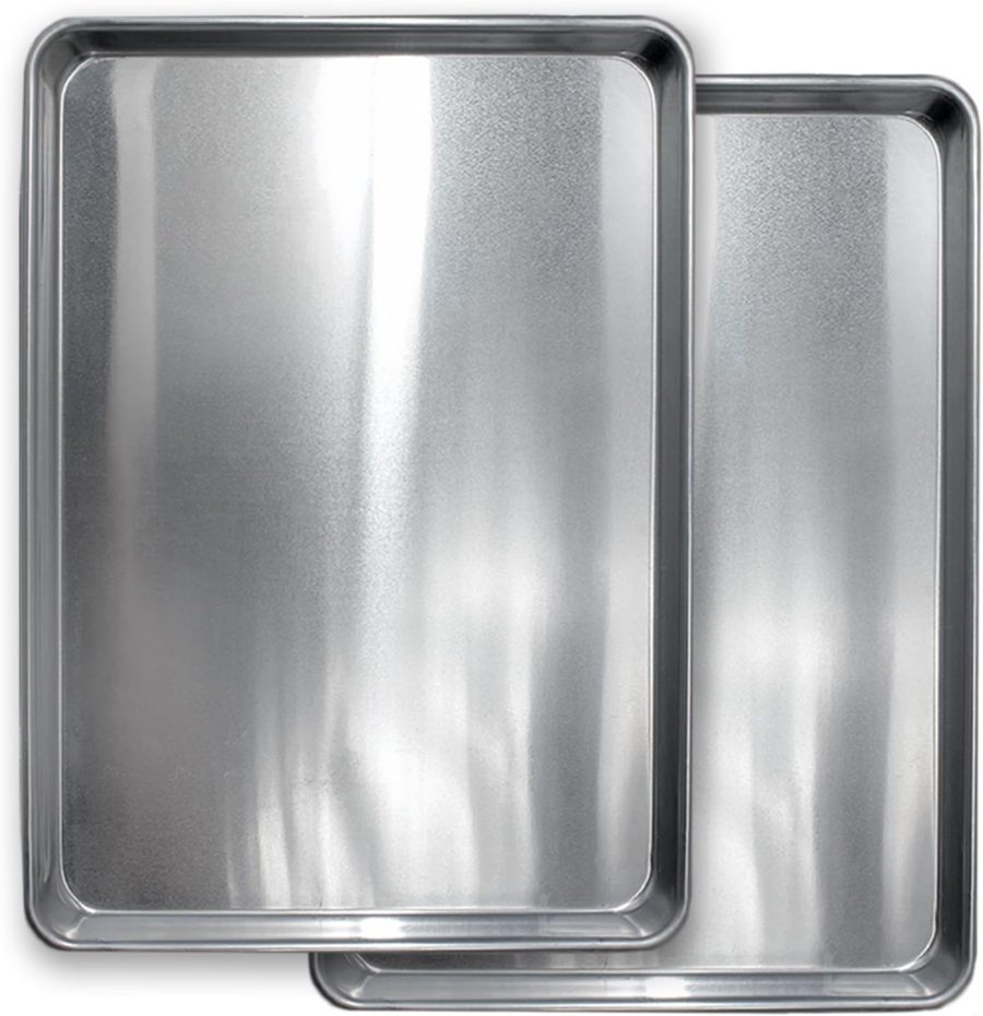 Commercial Quality Cookie Sheet Pan - 2 Pack Aluminum Half Sheet Baking Pan by - This 18x13 Baking Sheet Set is Rust & Warp Resistant, Heavy Duty, of Thick Gauge