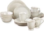 Pure white ceramic dinnerware set (16 pieces/4 servings), includes plates, bowls and mugs, dishwasher and microwave safe
