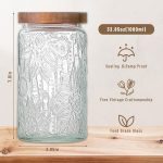 Vintage Glass Jars with Wooden Lids, 2 Pack 34 oz Airtight Glass Food Storage Containers Sets for the Kitchen, Sugar Coffee Candy Spice Cookie Tea Pasta