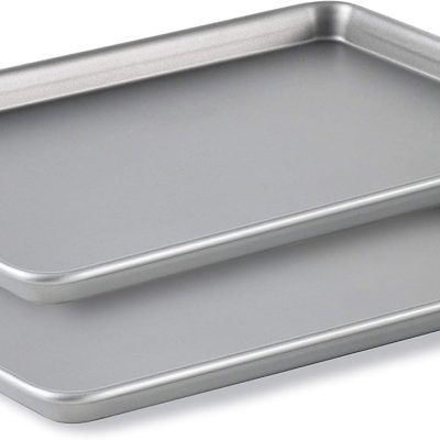 Premium Nonstick Baking Pans Set of 2, 12 x 17 inch, Silverware, Heavy Gauge Steel Core