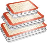 Baking Set: Stainless Steel Sheet Pan with Cooling Rack & Silicone Mat Set, Multi-Size (3 Sheets + 3 Racks + 3 Mats), Warp Resistant & Heavy Duty, Easy Clean