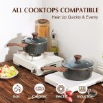 Nonstick Saucepan with Lid, 1.5 Quarts Small Pot with  Granite Coating, Stay-cool Handle, Multipurpose Handy Sauce Pot Small Kitchen Cooking Pot, Induction Comptable,  Free