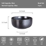 Soup Bowls - 36 Ounce Ceramic Bowl Set, Kitchen Bowls for Large Cereal, Noodle, Soup, Breakfast, Microwave and Dishwasher Safe, [Set of 4], Black and Grey