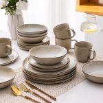 Handcrafted Reactive Glaze Ceramic Dinnerware Set (12 pieces/4 servings), Crack and Scratch Resistant, Microwave and Dishwasher Safe