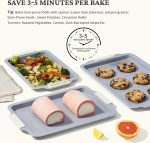 Non Stick Ceramic Baking Sheet Pan Set of 3, Natural Non Toxic Cookie Sheets for Baking - , Free, Heavy Duty Aluminized Steel Oven Trays for Cooking with Silicone Handles, Cream