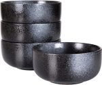 Soup Bowls - 36 Ounce Ceramic Bowl Set, Kitchen Bowls for Large Cereal, Noodle, Soup, Breakfast, Microwave and Dishwasher Safe, [Set of 4], Black and Grey