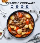 6 Quart Stock Pot with Lid, Non Toxic Cooking Pot, Ceramic Soup Pots with Lid, Non Stick Pot with Stainless Steel Handle, Induction Compatible