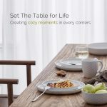 Embossed Ceramic Dinnerware Set (12 pieces/4 servings), Ivory White, Crack and Scratch Resistant